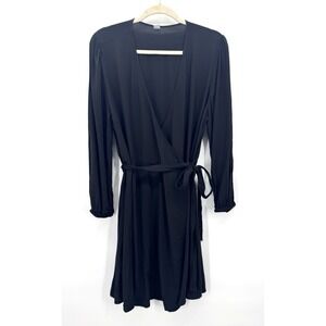 Whimsigoth Old Navy Womens Large Black Wrap Dress Long Sleeve Officewear Layers